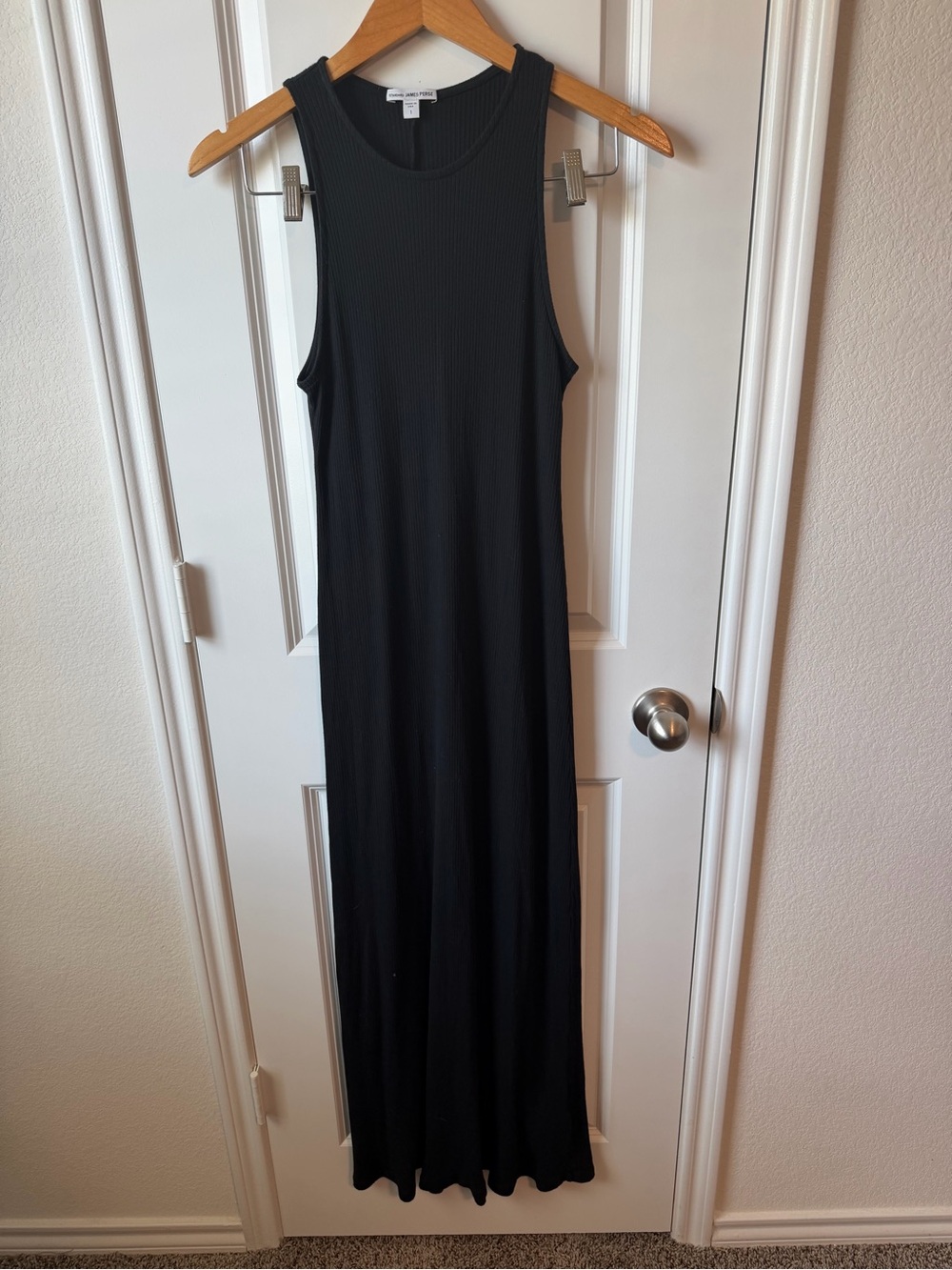 James Perse Black Cotton-Blend Ribbed Sleeveless Maxi Dress